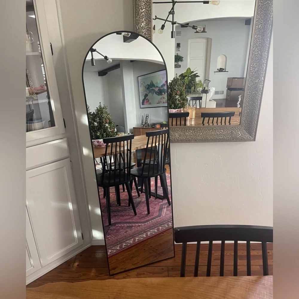 NEW West Elm Full Length Arched Black Framed Boho Floor / Wall Mirror 65